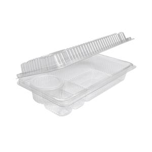 Контейнер пластиковый на 4 секции 1500мл PЕТ прозрачный с нераздельной крышкой 22,0х11,0х6,0см 400шт/кор