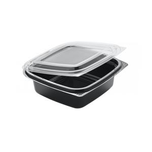 Контейнер пластиковый    375мл PET прозрачный/черный с нераздельной крышкой 13,8х13,8х4,8см 400 шт/кор