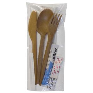 Ланч - набор  8/1 Вилка/ Ложка/ Нож из древ волокна/ Зубочистка/ Сахар/ Соль/ Перец/ Салфетка