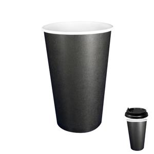 Стакан бумажный 400мл для горячих напитков черный 50 шт/уп