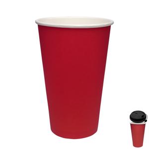 Стакан бумажный 400мл для горячих напитков красный 50шт/уп