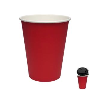 Стакан бумажный 350мл для горячих напитков красный 50 шт/уп