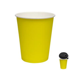 Стакан бумажный 250мл для горячих напитков желтый 50 шт/уп