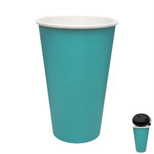 Стакан бумажный 400мл для горячих напитков бирюзовый  50шт/уп