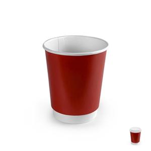 Стакан бумажный 250мл  двухслойный красный  25 шт/уп