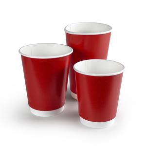 Стакан бумажный 250мл  двухслойный красный  25 шт/уп