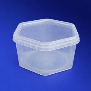 Банка  400мл РР прозрачная 6-угольная с крышкой 300 шт/уп