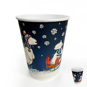 Стакан бумажный 250мл  двухслойный Белые мишки  20 шт/уп