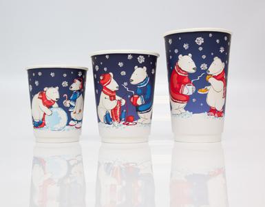 Стакан бумажный 250мл  двухслойный Белые мишки  20 шт/уп