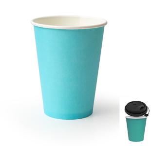 Стакан бумажный 250мл для горячих напитков бирюзовый 50 шт/уп