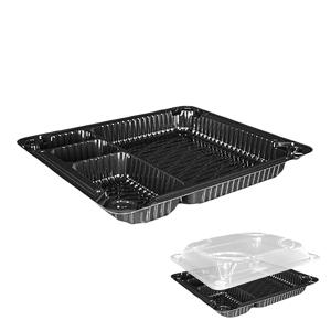 Дно к контейнеру для суши 19х16х2см внешн PET черное на 4 секции 225 шт/кор ИП-409Д С4 ПЭТ