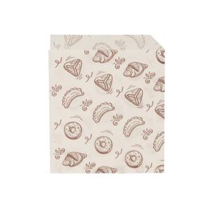 Пакет бумажный V-дно 17,5х14см белый уголок с рисунком Выпечка жиростойкий 35гр/м2 100шт/уп