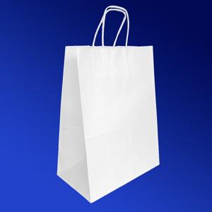 Пакет-сумка бумажная 35х26+15см (260*150*350мм) белая ручки крученые 70гр/м2