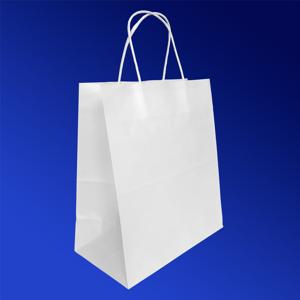 Пакет-сумка бумажная 28х24+14см (240*140*280мм) белая ручки крученые 70гр/м2