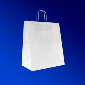 Пакет-сумка бумажная 37х32+20см (320*200*370мм) белая ручки крученые 70гр/м2