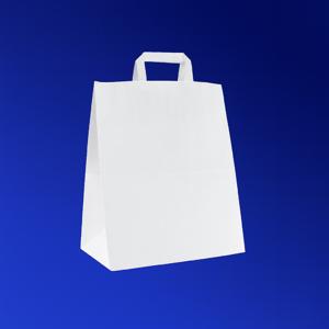 Пакет-сумка бумажная 37х32+20см (320*200*370мм) белый ручки плоские 70гр/м2