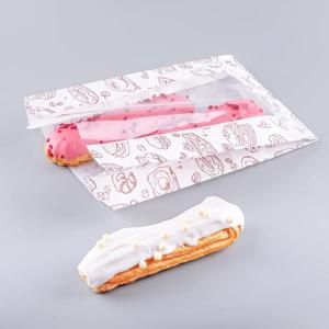 Пакет бумажный с окном V-дно 25,0х14,0х6,0см с рисунком Выпечка ЖС 100шт/уп 1500шт/кор