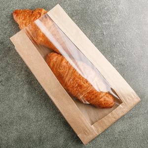 Пакет бумажный с окном V-дно 25,0х14,0х6,0см крафт 1500шт/кор