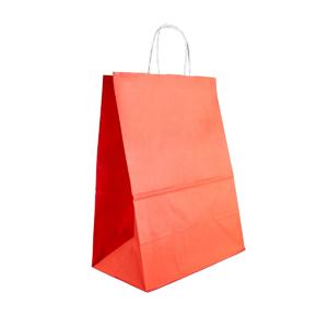 Пакет-сумка бумажная 34х26+15см (260*150*340мм) красная ручки крученые 70гр/м2