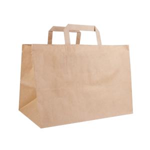 Пакет-сумка бумажная 32х22+20см (320*200*220мм) крафт ручки плоские 70гр/м2