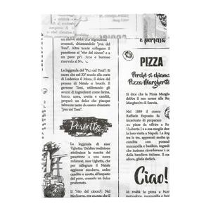 Пакет бумажный V-дно 17,5х14см белый для фри с рисунком газета жировлагостойкий 35гр/м2 100шт/уп