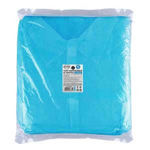 Халат одноразовый голубой на липучке р 52-56 (XXL) 25 г/м2 10 шт/уп AVIORA