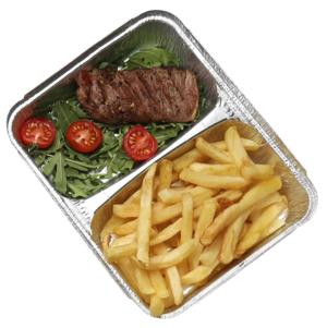 Контейнер из алюм  фольги  520+320мл 2-хсекционный 22,7х17,7х3,0см