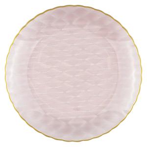 Тарелка пластиковая прозрачная розовая d220 мм Романтика Royal Party 12шт/уп