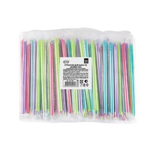 Трубочка отдельно упакованная ПП d1,2x24см разноцветная 250шт/уп без гофры Bubbl