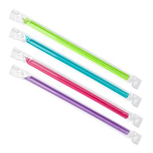 Трубочка отдельно упакованная ПП d1,2x24см разноцветная 250шт/уп без гофры Bubbl