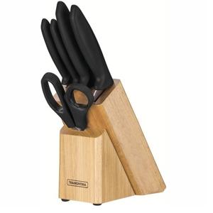 Набор ножей 6 предметов на подставке черный Plenus