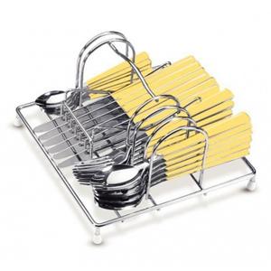 Набор столовых приборов 4 предмета на подставке 25 шт Leblon желтый стальной 25 шт/уп