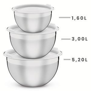 Набор емкостей из стали с крышкой 3 шт 1,6/3,0/5,2 л Cucina